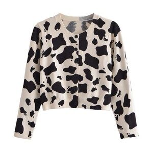Cow Print Cardigan